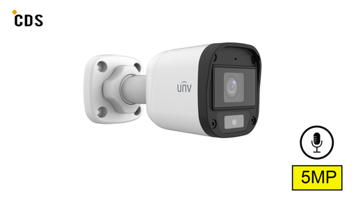 Caméra Uniview 5mp HD Tube IR 20m ColorHunter et micro (UAC-B115-AF28-W)